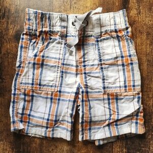 GYMBOREE White, orange and blue plaid shorts Size 18-24 mo